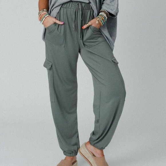 NWT THREE BIRD NEST Easy Mornings Cinched Jogger Cargo Pants Light Olive XL - Picture 1 of 7